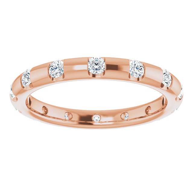 0.45 ct. Round Diamond Eternity Band Half Bezel Ring-VIRABYANI